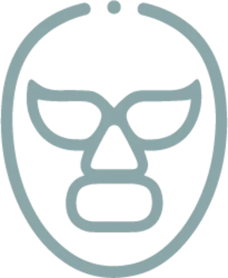 Simple graphic outline of a traditional Mexican Lucha Libre wrestling mask, often symbolizing the identity of a 'luchador'.